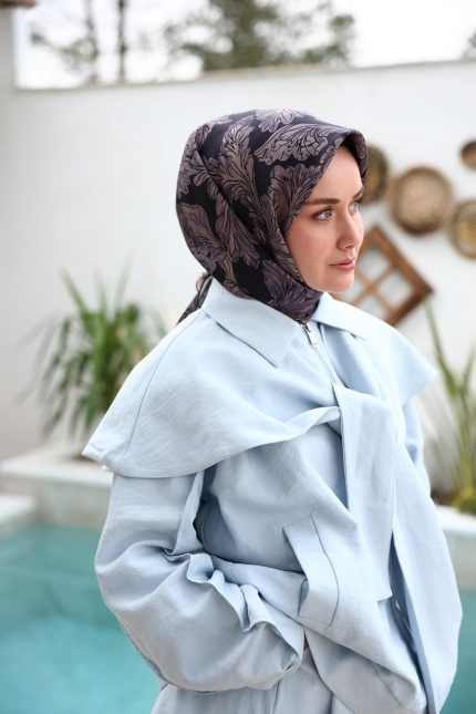 Silk Home Tivil İpek Eşarp 11468-32 Lacivert Karışık Desen