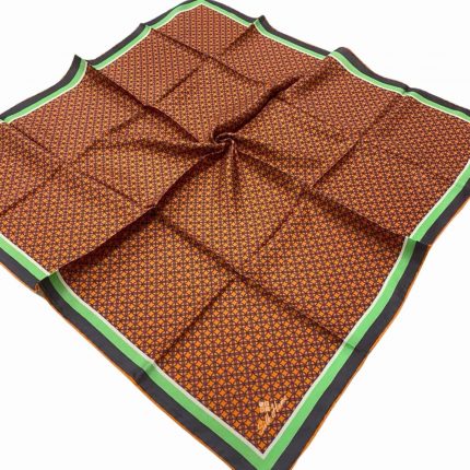 Silk Home Turuncu Geometrik Desenli Tivil İpek Eşarp 11414-99