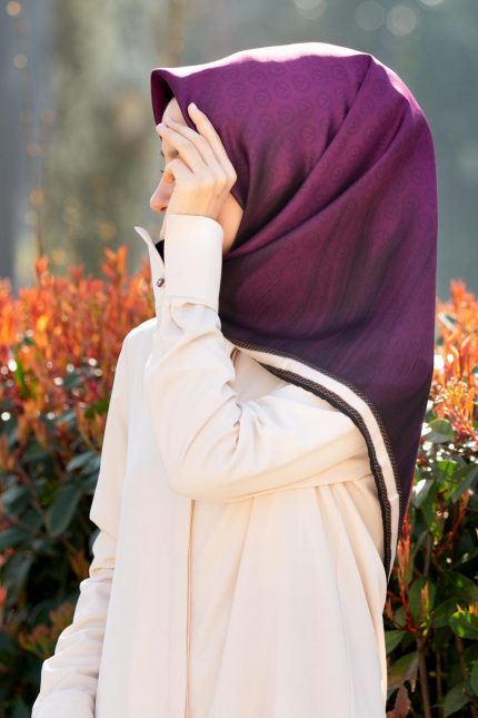 Vissona Mürdüm-1 Desen Tivil İpek Eşarp 10659-0026