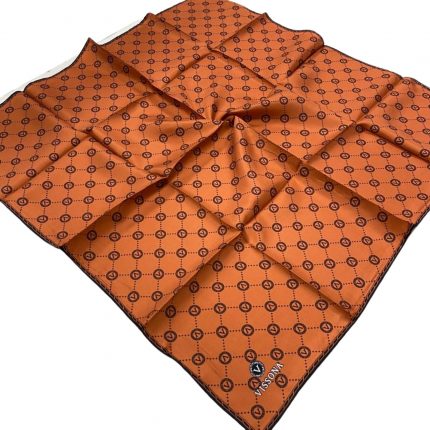 Vissona Taba-Siyah Monogram Desenli Tivil İpek Eşarp DGN52033-14-01