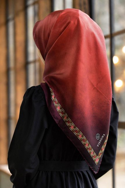 Vissona Tivil İpek Eşarp 14243-0017 Bordo Karışık Desen