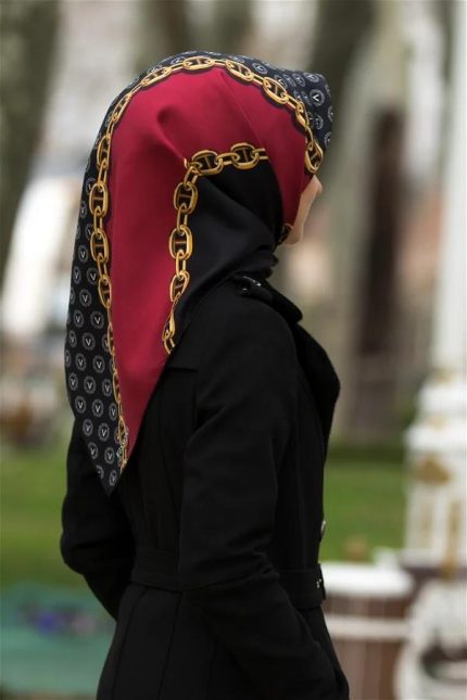 Vissona Tivil İpek Eşarp 16423-0018-0001 Bordo Karışık Desen