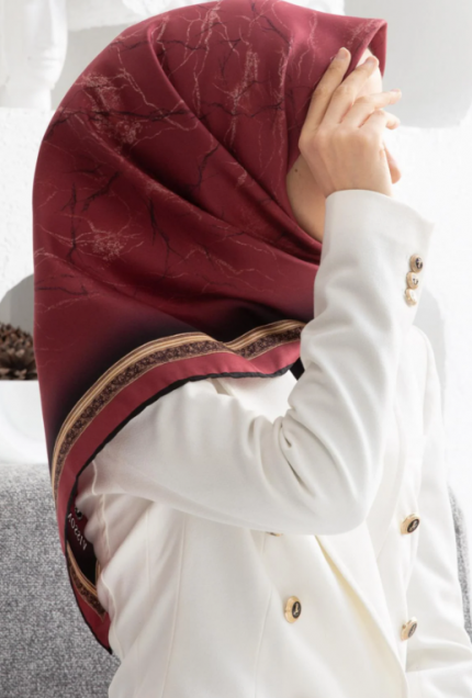 Vissona Tivil İpek Eşarp 60307-0018 Bordo Karışık Desen