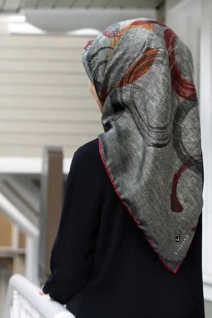 Vissona Tivil İpek Eşarp 7405-0028-0017 Bordo Karışık Desen