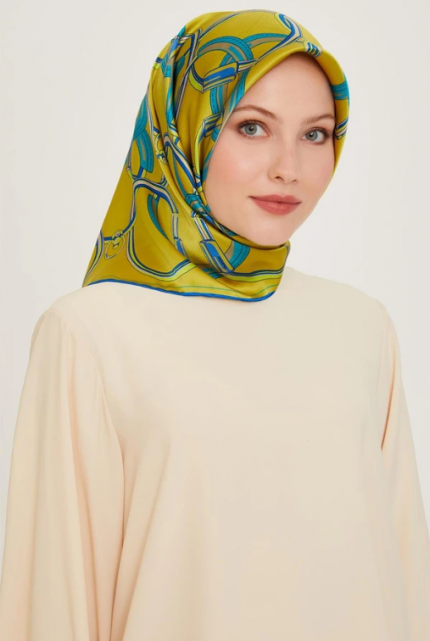 Armine Sura İpek Eşarp 9203-88 Yeşil Karışık Desen
