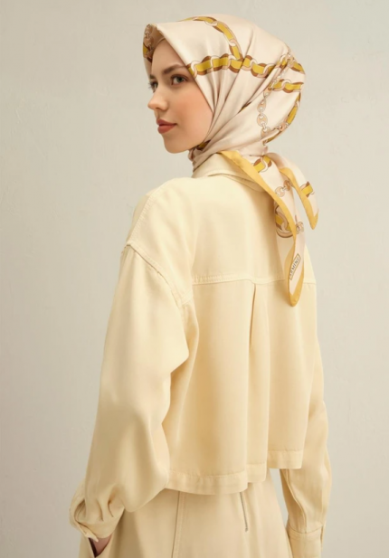 Armine Tivil İpek Eşarp 9346-33 Sarı Karışık Desen