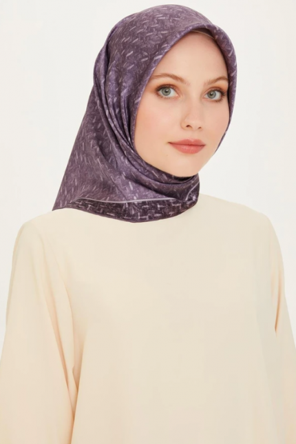 Armine Tivil İpek Eşarp 9230-84 Mor Karışık Desen