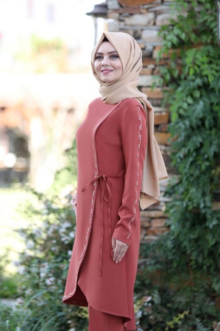 Boncuk İşlemeli Takım mdc 5434 Mercan