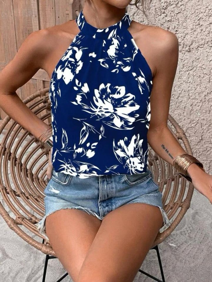 Kadın çiçek Desen Mikro Kumaş Bluz
