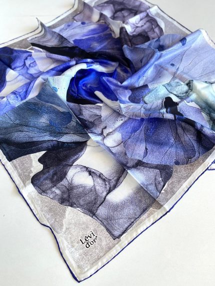 Levidor Tivil Saf İpek Eşarp 49416 Mavi Karışık Desen