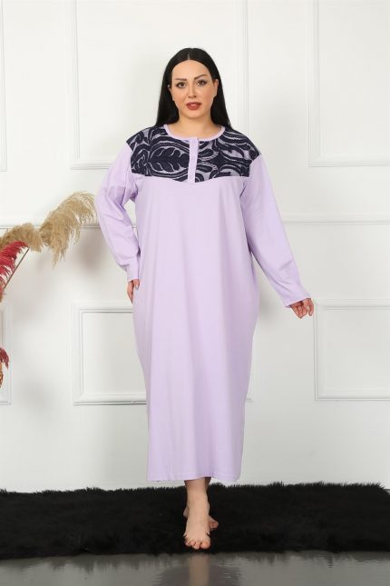 Modelisse - Big Uzun Kol Dantelli Lila Anne Gecelik 1355