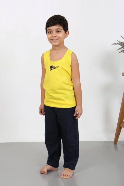 Modelisse - Erkek Çocuk Sıfır Kol Penye Pijama Takım Sarı 20439