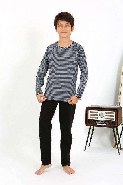 Modelisse - Erkek Çocuk Uzun Kol Penye Pijama Takım 20438 Gri