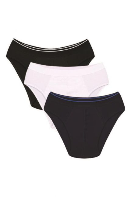 Modelisse - Erkek Pamuk 3lü Siyah Beyaz Laci Likralı Slip 40122