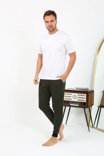 Modelisse - Erkek Pamuk Tek Alt Pijama Haki 27551