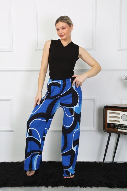 Modelisse - Kadın Bol Paça Penye Saks Alt Üst Takım 5502