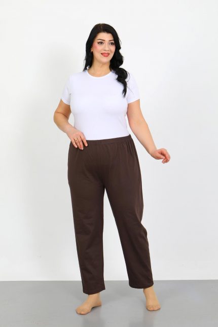 Modelisse - Kadın Büyük Beden Kahve Tek Alt Pijama 27555