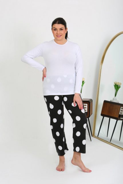 Modelisse - Kadın Büyük Beden Tek Alt Pijama Siyah 27553