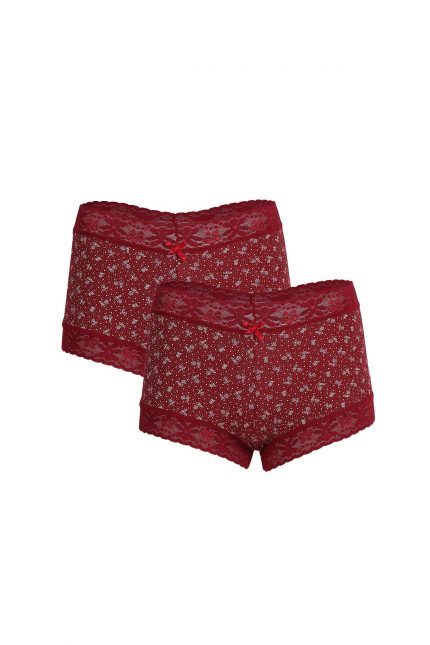 Modelisse - Kadın Pamuklu 2li Boxer Bordo 40266