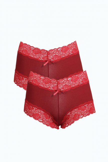 Modelisse - Kadın Pamuklu 2li Boxer Bordo 40277