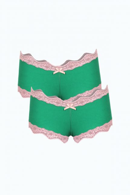 Modelisse - Kadın Pamuklu 2li Boxer Fıstık Yeşili 40277