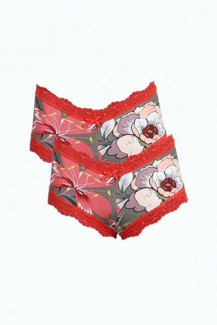 Modelisse - Kadın Pamuklu 2li Boxer Haki 40279