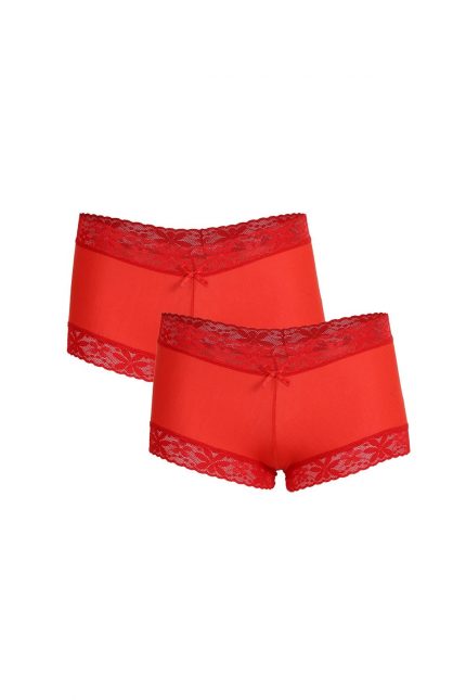 Modelisse - Kadın Pamuklu 2li Boxer Kırmızı 40265