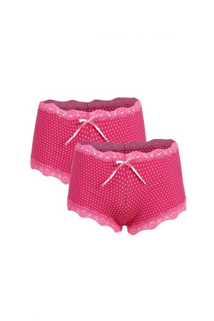 Modelisse - Kadın Pamuklu 2li Boxer Kırmızı 40266
