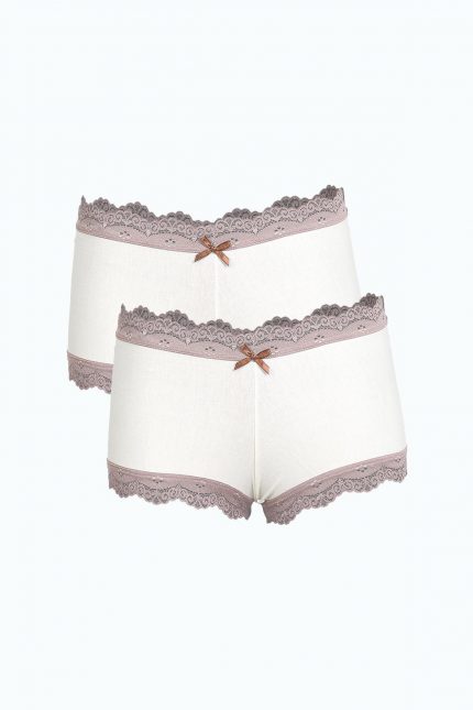 Modelisse - Kadın Pamuklu 2li Boxer Krem 40277