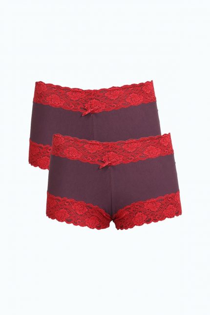 Modelisse - Kadın Pamuklu 2li Boxer Mürdüm 40277