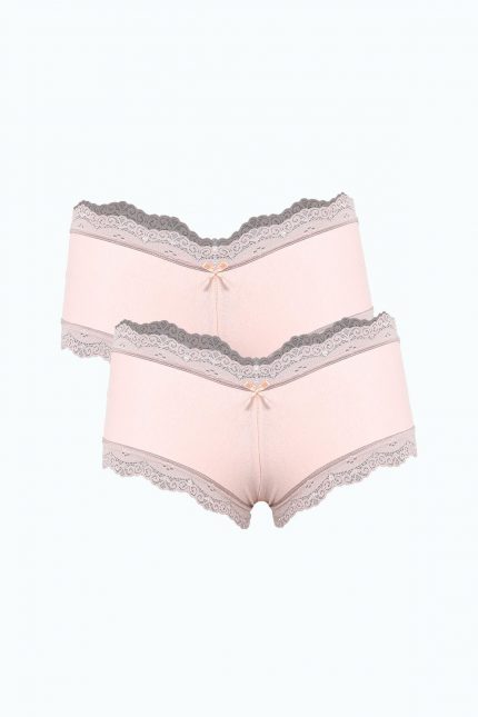 Modelisse - Kadın Pamuklu 2li Boxer Pudra 40277
