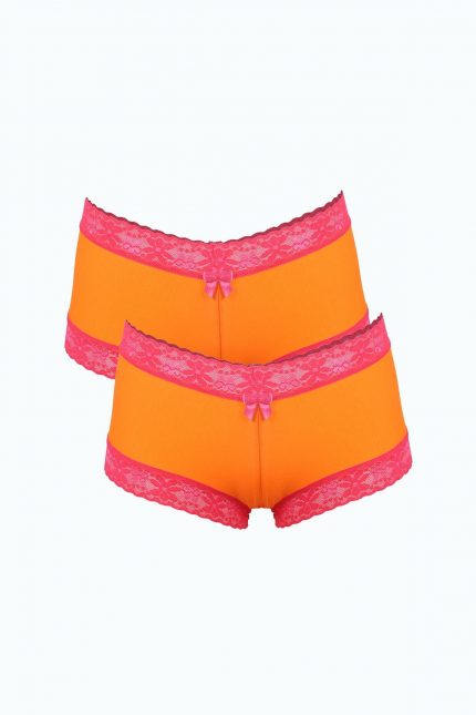 Modelisse - Kadın Pamuklu 2li Boxer Turuncu 40277