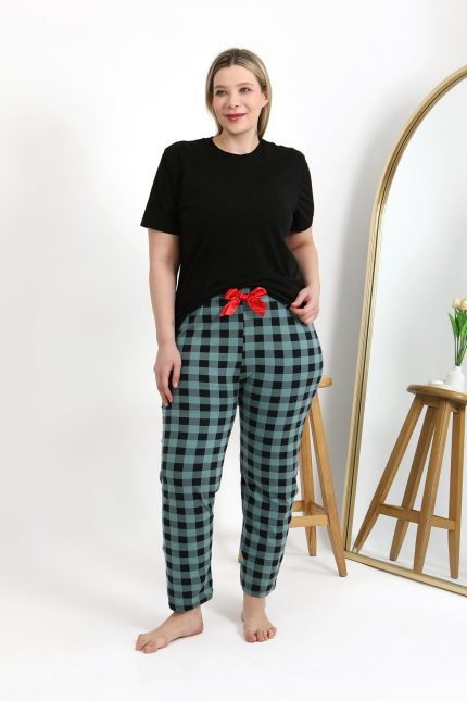 Modelisse - Kadın Pamuklu Büyük Beden Alt Pijama 27557 Turkuaz