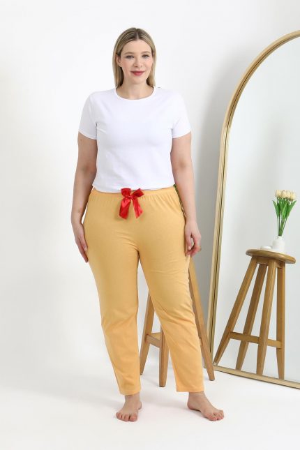 Modelisse - Kadın Pamuklu Büyük Beden Alt Pijama 27559 Sarı