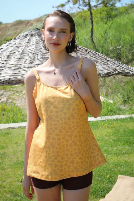 Modelisse - Kadın Şortlu Tankini Elbise Mayo Sarı 36001