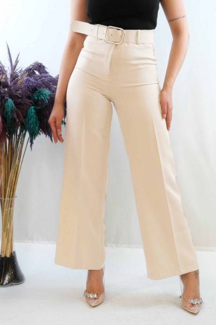 Modelisse - Kemerli Pantolon Beyaz