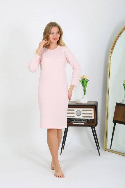 Modelisse - Pamuk Ev Elbisesi Tunik Gecelik Somon 13132