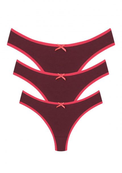 Modelisse - Pamuklu 3lü Tanga Külot Bordo 40251
