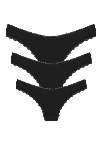 Modelisse - Pamuklu 3lü Tanga Külot Siyah 40251