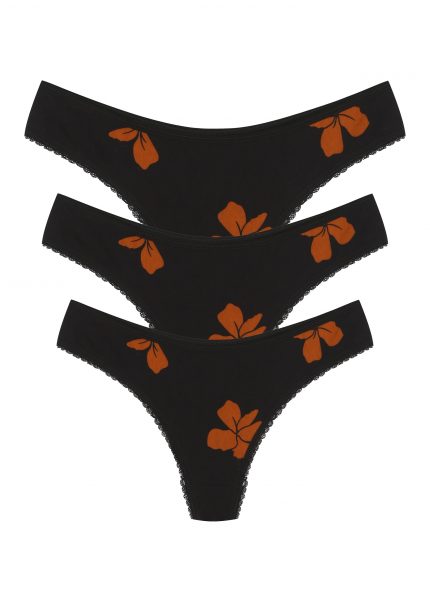 Modelisse - Pamuklu 3lü Tanga Külot Siyah 40253