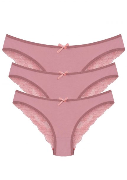 Modelisse - Pamuklu Dantelli 3lü Külot Mürdüm 40259