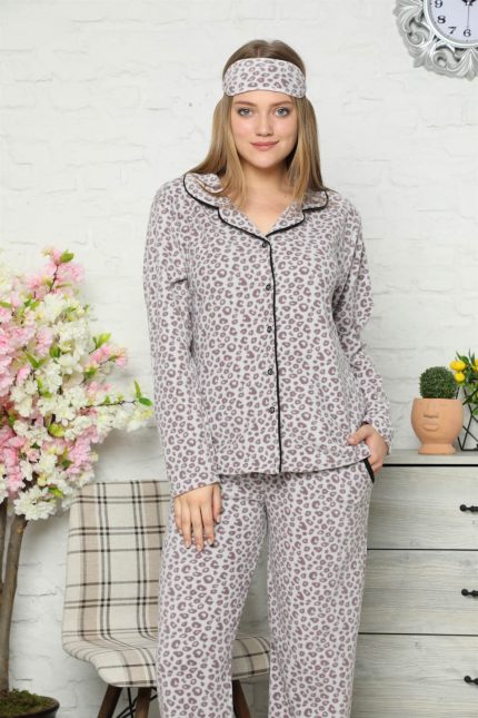 Modelisse - Polar Önden Düğmeli Kadın Pijama Takımı 8082