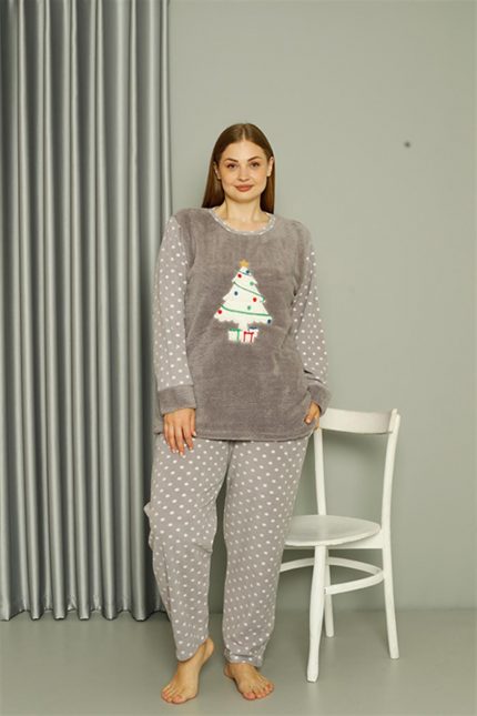 Modelisse - Welsoft Polar Kadın Büyük Beden Gri Pijama Takımı 808048
