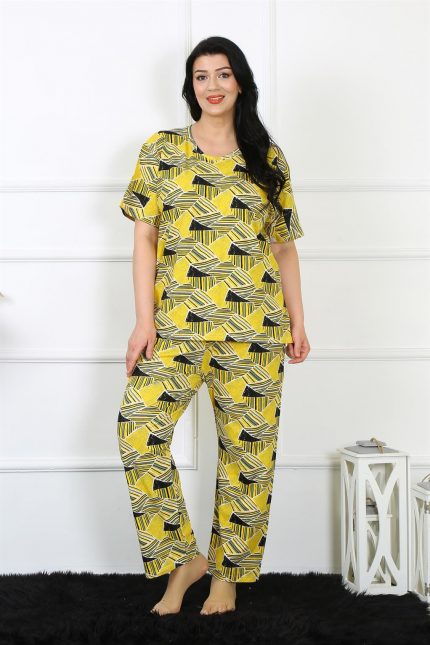 Modelisse - Kadın 5XL-6XL-7XL-8XL Büyük Beden Kısa Kol Pijama Takım 75007
