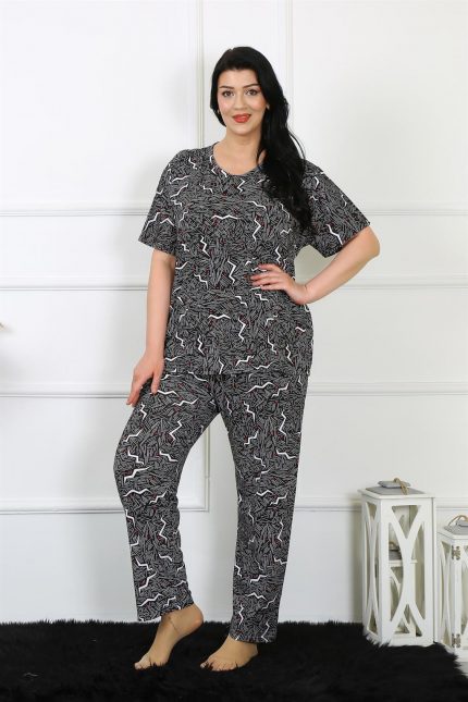 Modelisse - Kadın 5XL-6XL-7XL-8XL Büyük Beden Kısa Kol Pijama Takım 75011