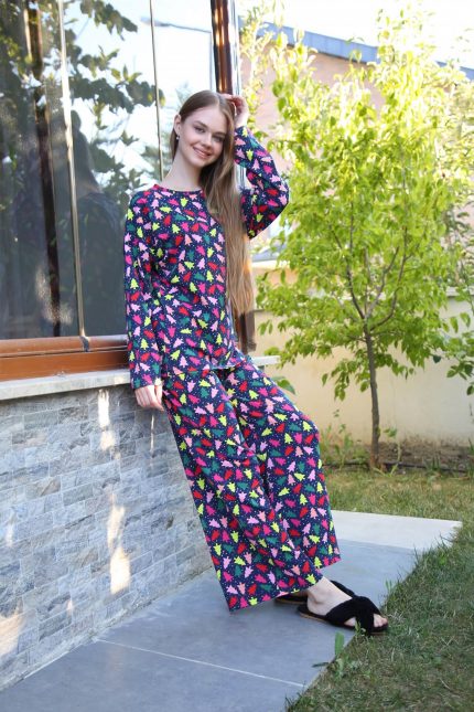 Modelisse - Kadın Penye Bol Paça Pijama Takım 4123