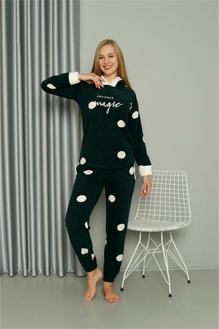 Modelisse - Welsoft Polar Kadın Kapşonlu Pijama Takımı 8512