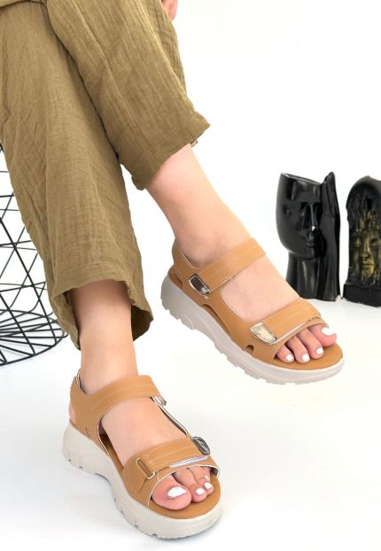 Trita Nude Cilt Cırt Cırtlı Sandalet