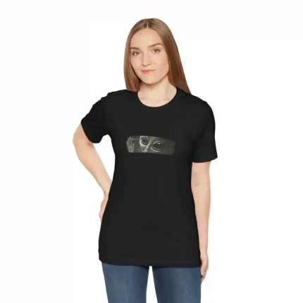 Unisex Bisiklet Yaka Baskılı T-Shirt - Siyah