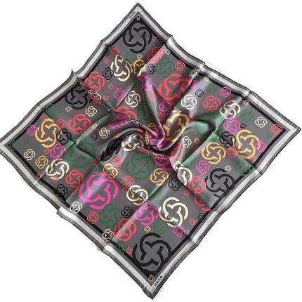 Aker Gri Geometrik Desen Tivil İpek Eşarp 35628